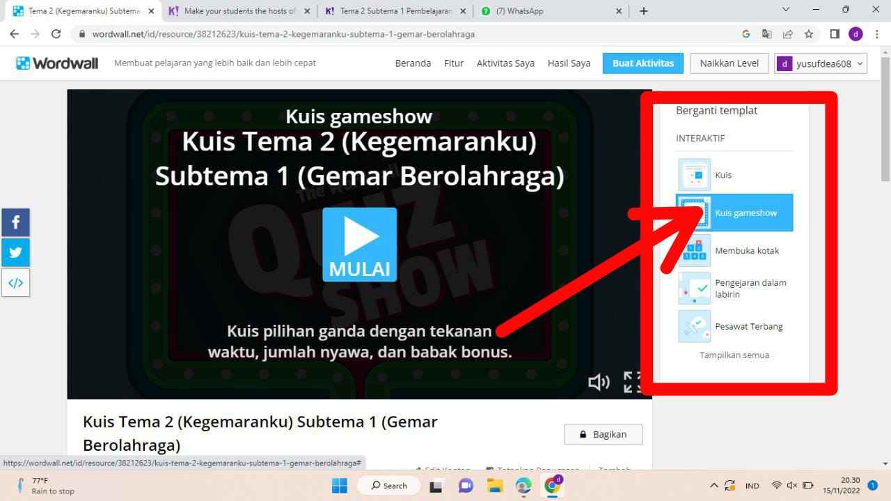 TUTORIAL MEMBUAT QUIZ MENGGUNAKAN WORDWALL - DEA MAHARANI YUSUP ...