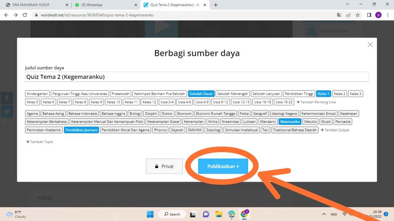 TUTORIAL MEMBUAT QUIZ MENGGUNAKAN WORDWALL - DEA MAHARANI YUSUP ...